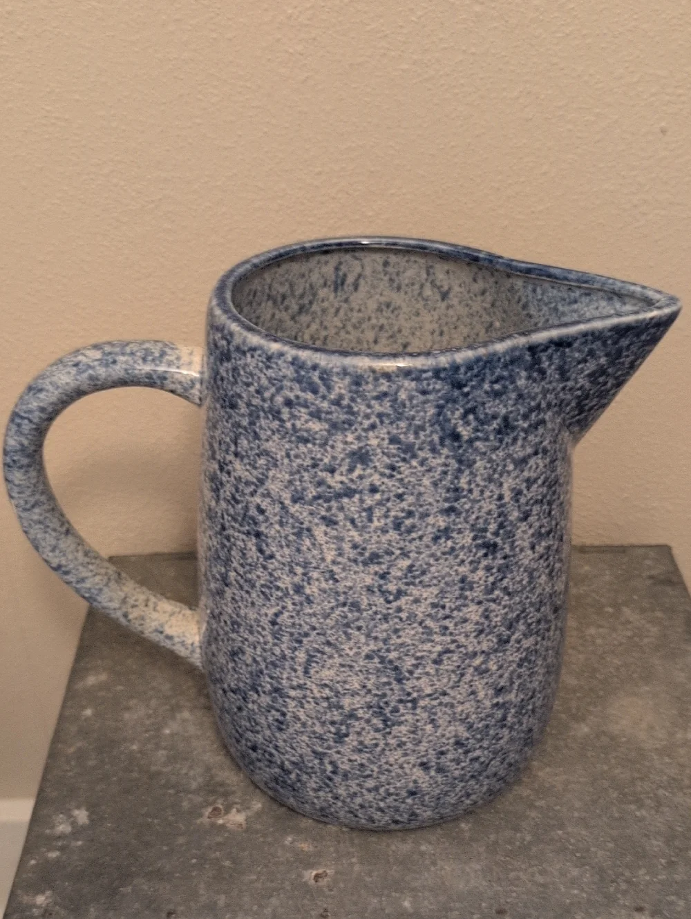 Vintage Emporium Of Maine Country Life Stoneware Pitcher Blue Folk Art